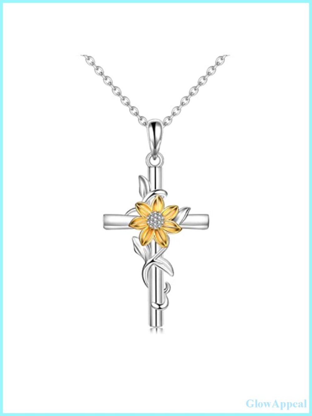 925 Sterling Silver Cross Pendant Necklace for Women Dainty Sunflower Layering